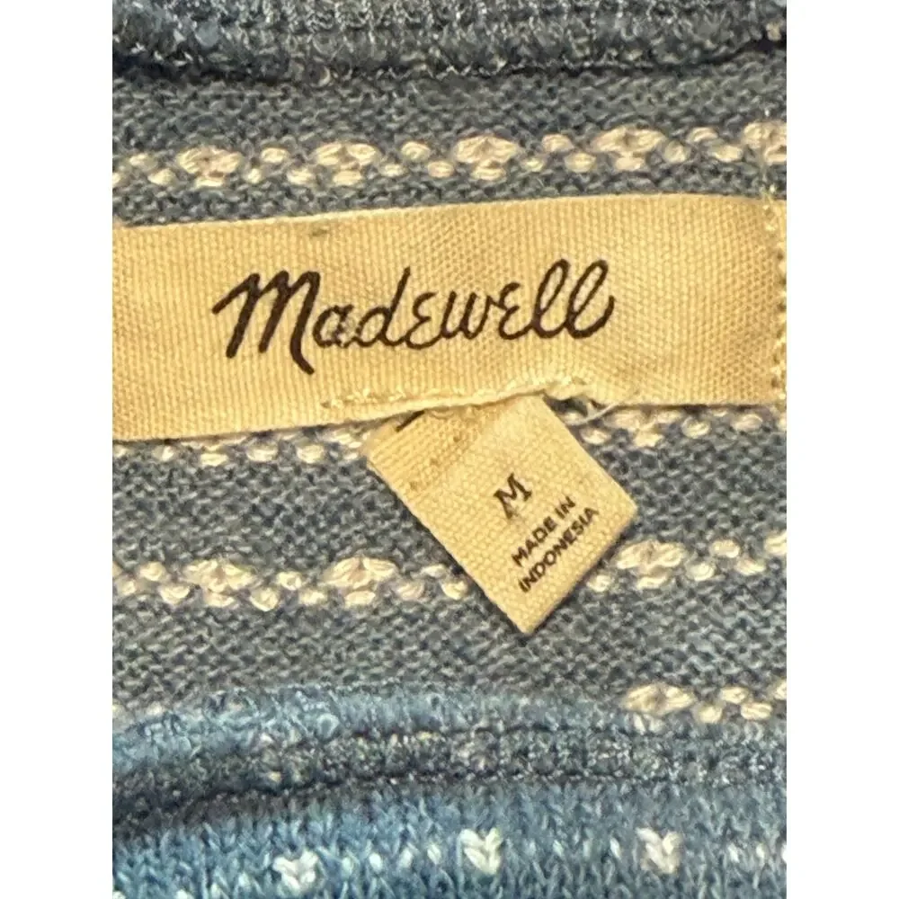 Madewell Jacquard Puff-Sleeve Mockneck Top in Blue - Size M